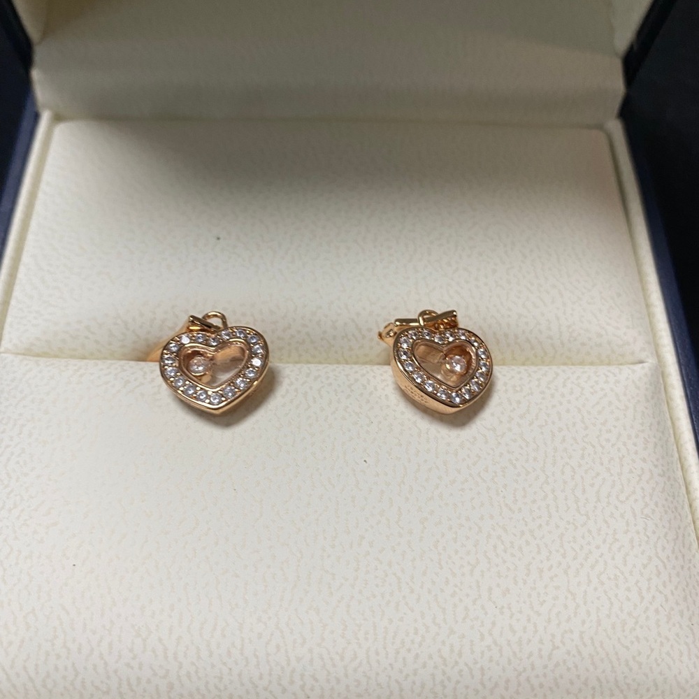 Chopard Gold Heart Earrings with Sparkling Accents